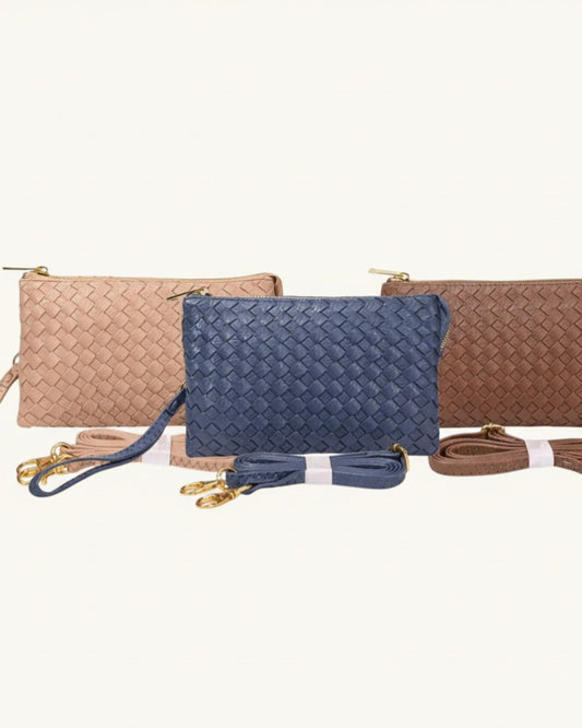 The Metro Trio Woven Crossbody Bag (Multiple Colors)