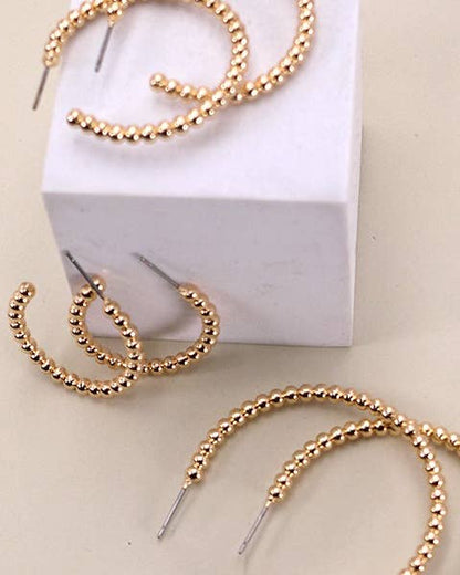 3 pair set of gold ball hoops 