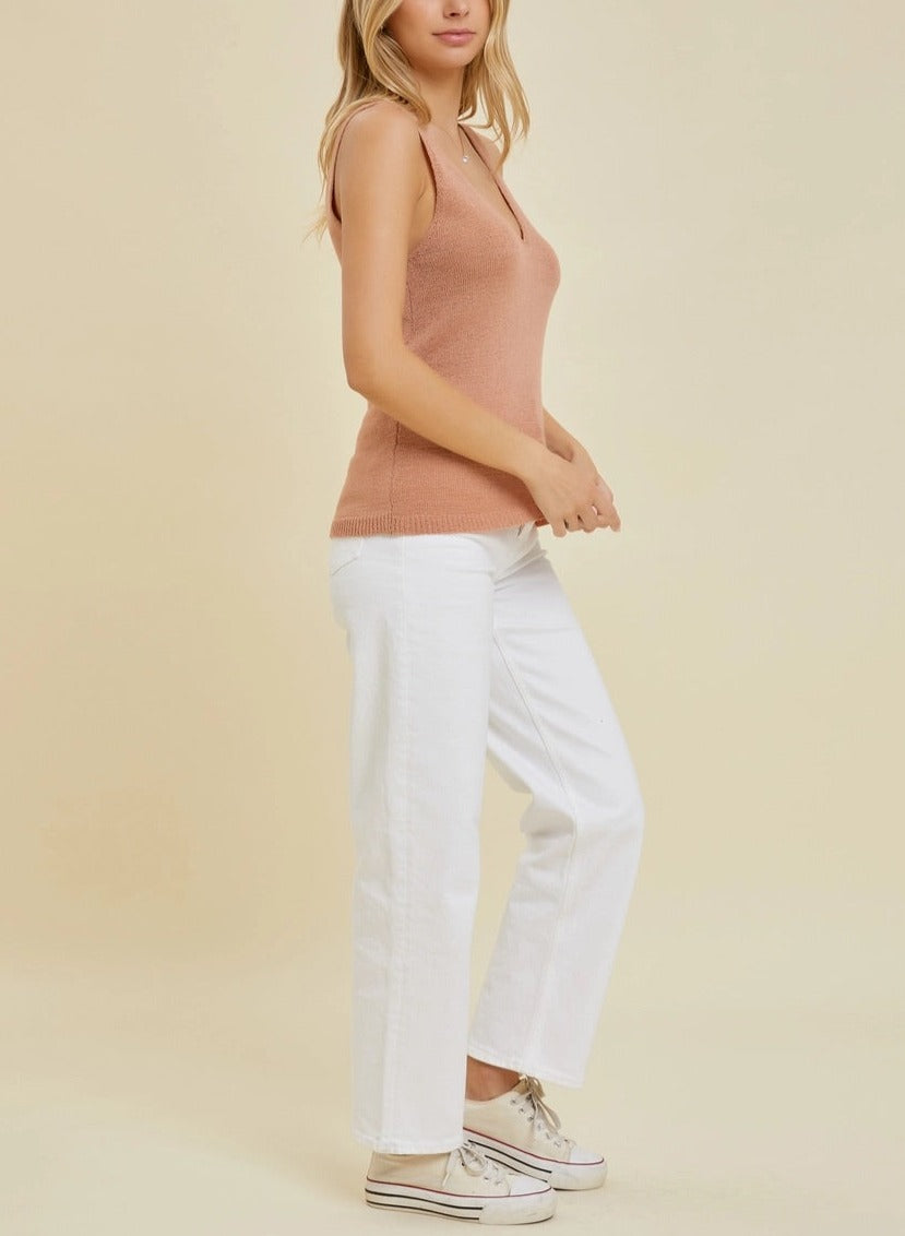 Rum Fine Knit Sleeveless Tank Top