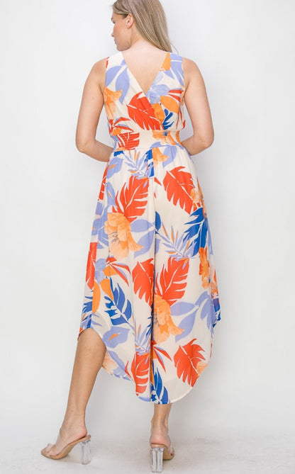 Tropical Bright Floral Print Jumpsuit