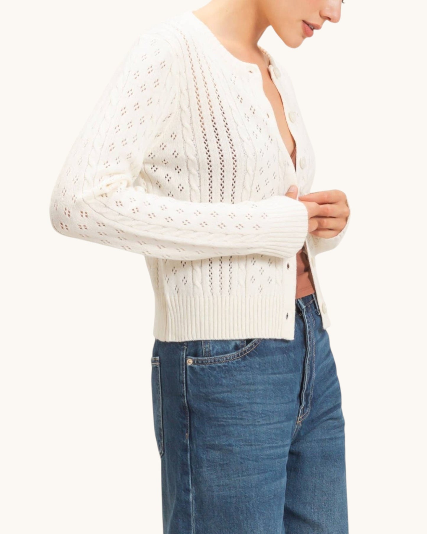 Heirloom Pointelle Ivory Cardigan