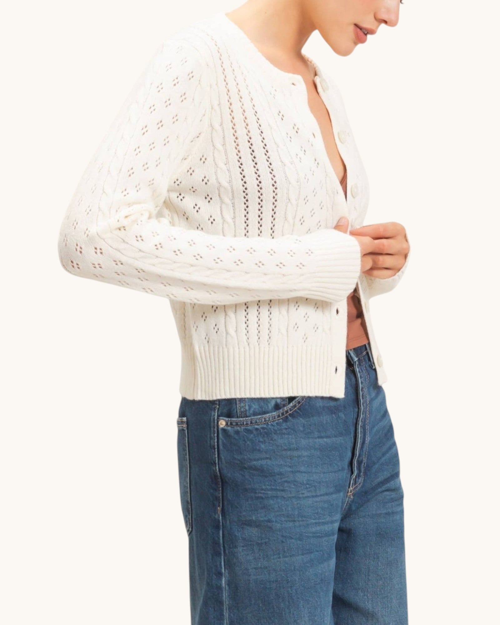 Heirloom Pointelle Ivory Cardigan