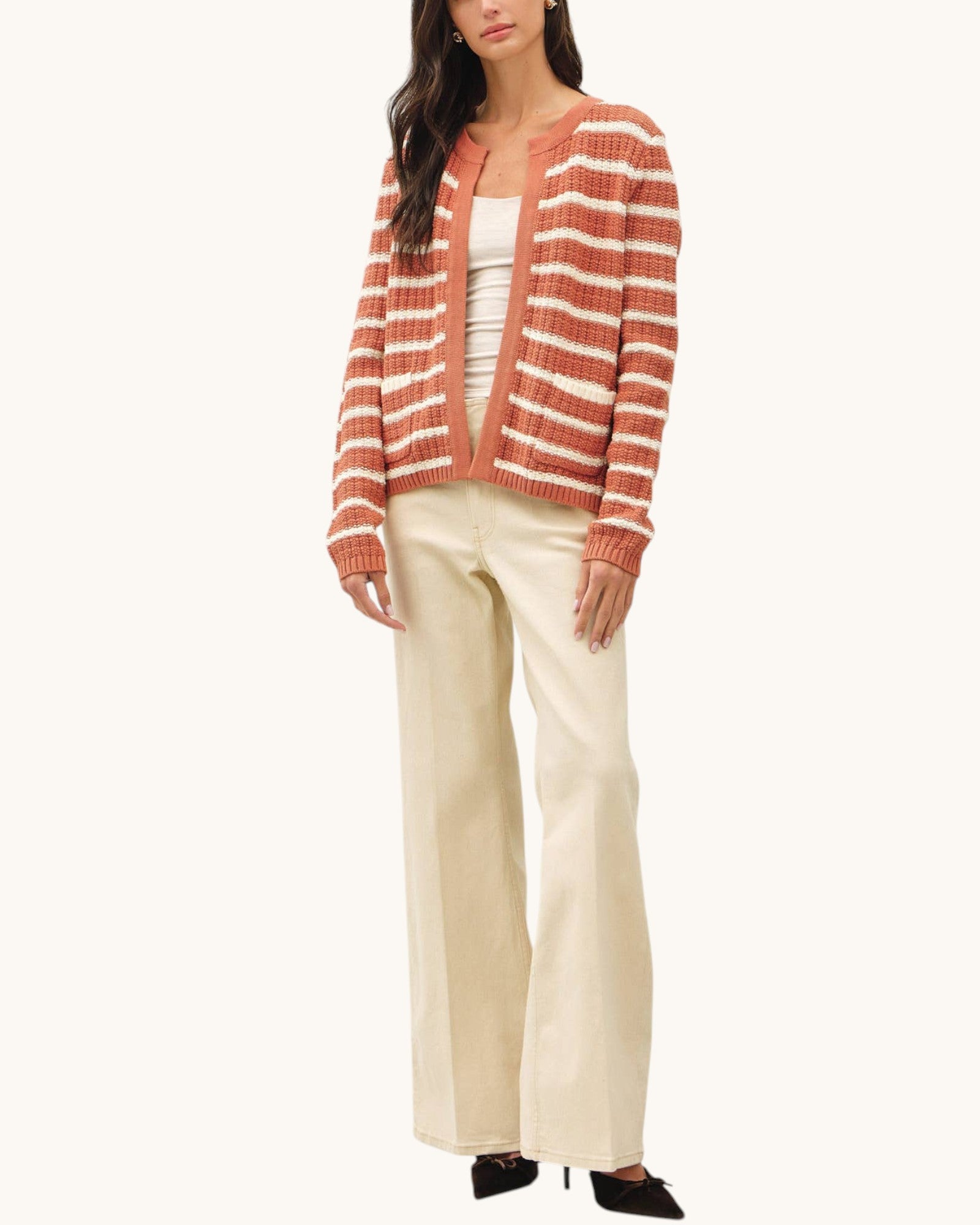 Copper Ridge Chunky Knit Stripe Cardigan