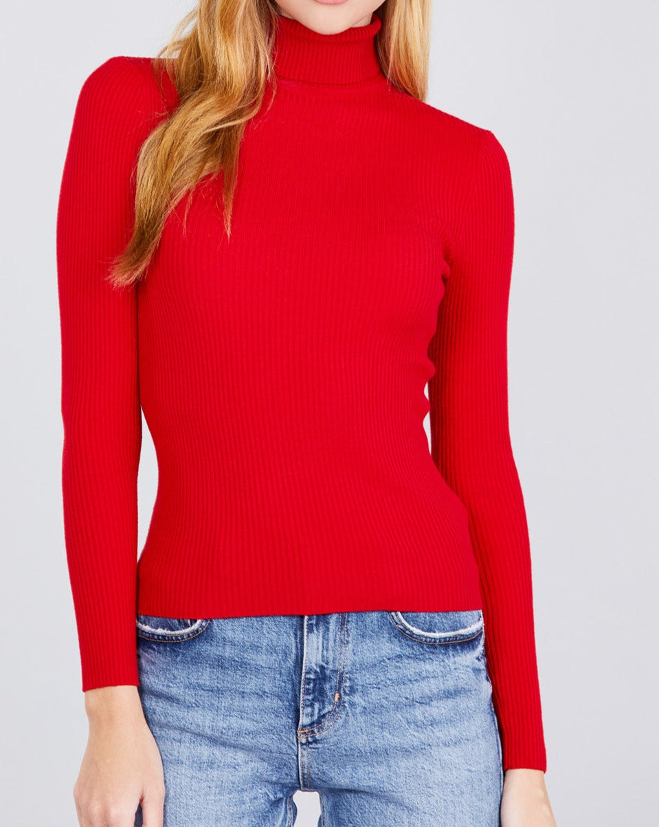 Fire Engine Fitted Turtleneck Sweater