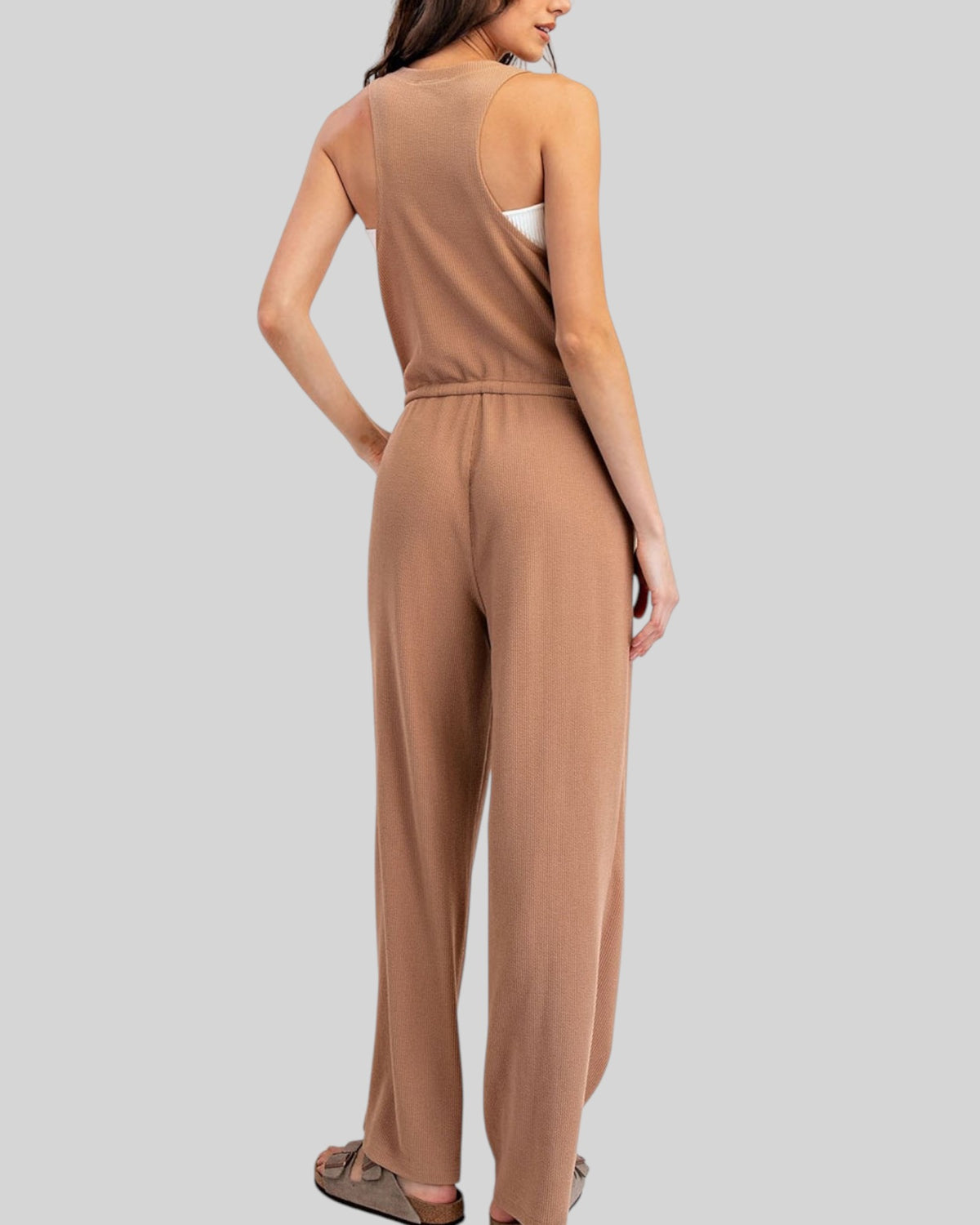 Cocoa Comfort Sleeveless Henley Jumpsuit
