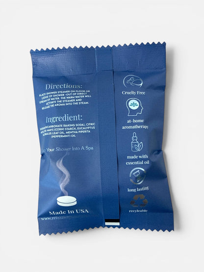 Blue product packaging with text and icons on a white background