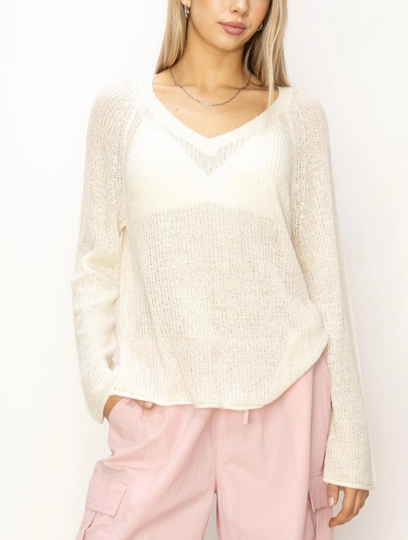 Whip Cream Sheer Lightweight Sweater