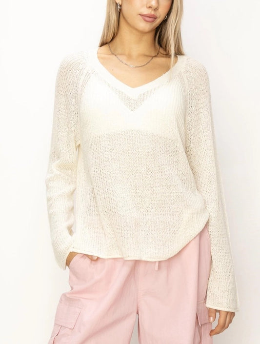 Whip Cream Sheer Lightweight Sweater