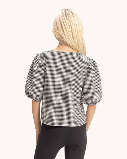 Penny Lane Gingham Tie Front Blouse