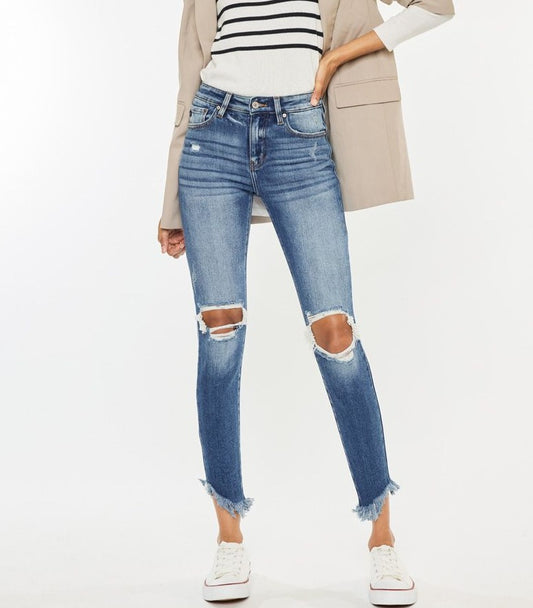 Kan Can High Rise Ankle Skinny Jeans