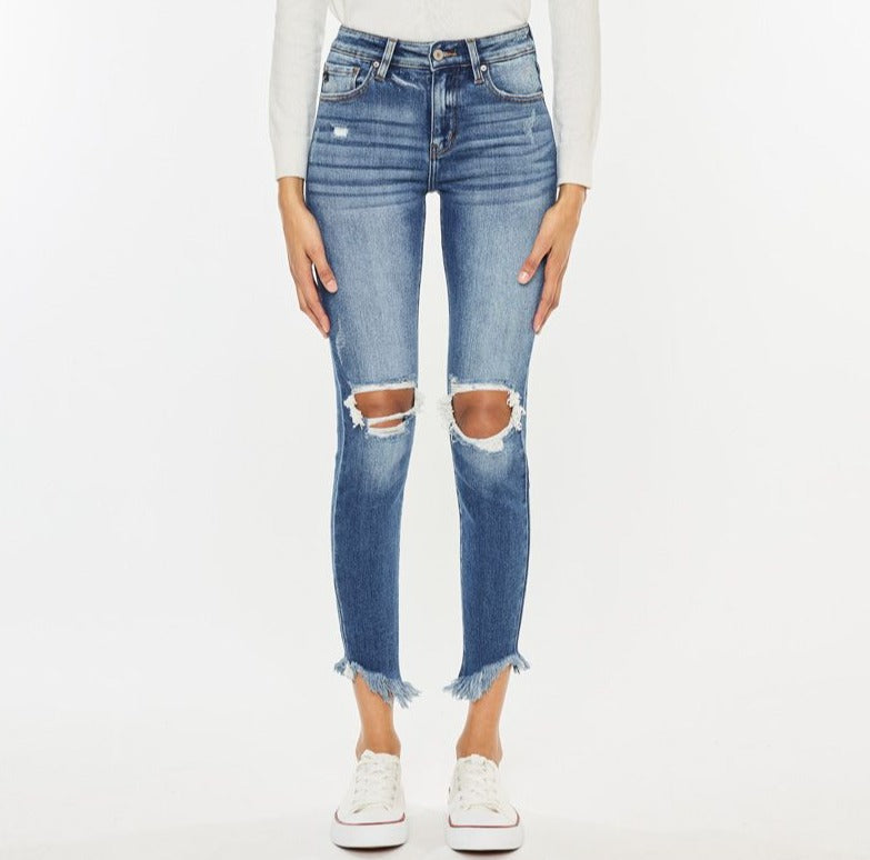 Kan Can High Rise Ankle Skinny Jeans