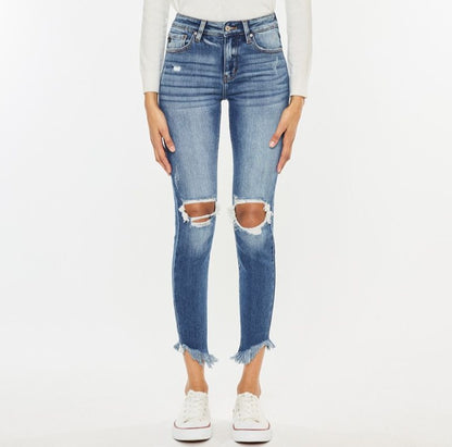 Kan Can High Rise Ankle Skinny Jeans