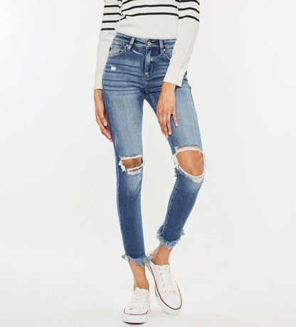 Kan Can High Rise Ankle Skinny Jeans