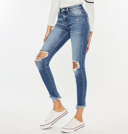 Kan Can High Rise Ankle Skinny Jeans