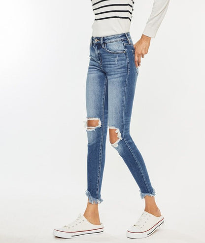 Kan Can High Rise Ankle Skinny Jeans
