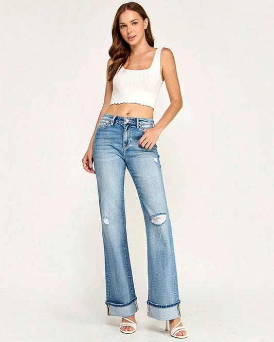 Petra 153 Mid Rise Vintage Flare Cuffed Jean