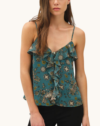 Juniper Paisley Ruffle Cami Tank Top