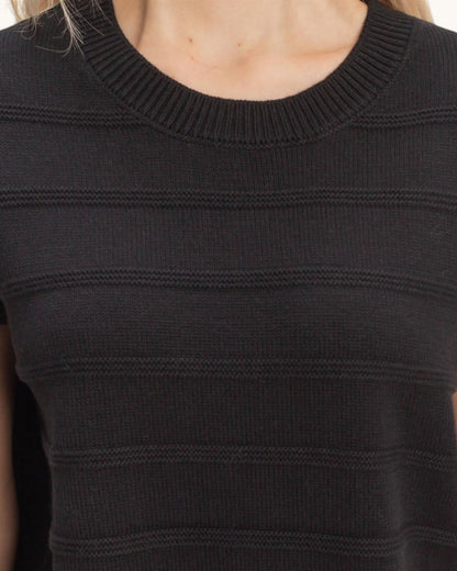 Studio Textured Black Dolman Knit Top