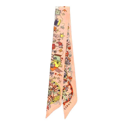 Decorative scarf with colorful patterns on a white background